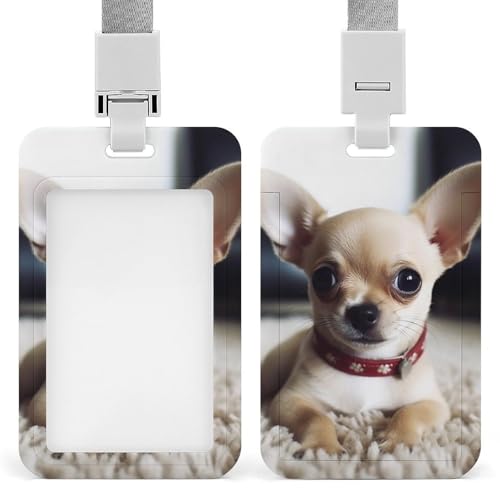 Niedlicher Chihuahua-Ausweishalter mit Umhängeband, vertikaler Kunststoff-Kartenschutz, langlebiger Ausweishalter für Lehrer, Krankenschwester, Beamte, Sicherheitspersonal Niedlicher Chihuahua-Ausweishalter mit Umhängeband, vertikaler Kunststoff-Kartenschutz, langlebiger Ausweishalter für Lehrer, Krankenschwester, Beamte, Sicherheitspersonal von POTSCBVW