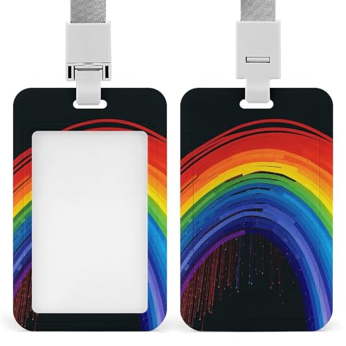 Regenbogen-Ausweishalter mit Umhängeband, vertikaler Kunststoff-Kartenschutz, langlebiger Ausweishalter für Lehrer, Krankenschwester, Beamte, Sicherheitspersonal Regenbogen-Ausweishalter mit Umhängeband, vertikaler Kunststoff-Kartenschutz, langlebiger Ausweishalter für Lehrer, Krankenschwester, Beamte, Sicherheitspersonal von POTSCBVW