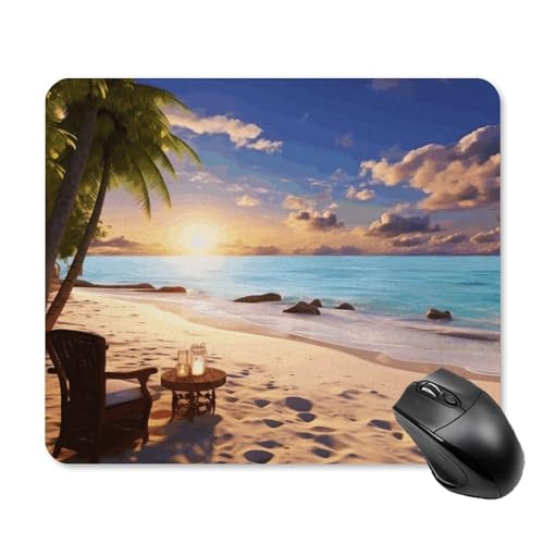 Romantisches Strand-Mauspad, quadratisch, Gaming-Mauspad, ultradünn, glatte Oberfläche und rutschfeste Gummiunterseite, wasserdicht, bequem, Mauspad für Computer, Laptop, 25 x 30 cm Romantisches Strand-Mauspad, quadratisch, Gaming-Mauspad, ultradünn, glatte Oberfläche und rutschfeste Gummiunterseite, wasserdicht, bequem, Mauspad für Computer, Laptop, 25 x 30 cm von POTSCBVW