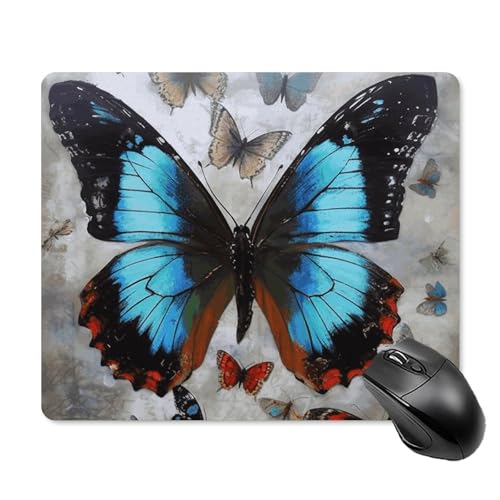 Schmetterlingsmauspad, quadratisch, Gaming-Mauspad, ultradünn, glatte Oberfläche und rutschfeste Gummiunterseite, wasserdicht, bequem, Mauspad für Computer, Laptop, 18 x 22 cm Schmetterlingsmauspad, quadratisch, Gaming-Mauspad, ultradünn, glatte Oberfläche und rutschfeste Gummiunterseite, wasserdicht, bequem, Mauspad für Computer, Laptop, 18 x 22 cm von POTSCBVW