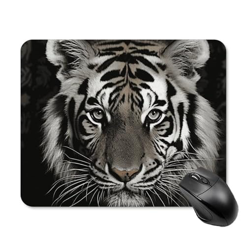 Schwarzes und weißes Tiger-Mauspad, quadratisch, Gaming-Mauspad, ultradünn, glatte Oberfläche und rutschfeste Gummiunterseite, wasserdicht, bequem, Mauspad für Computer, Laptop, 20 x 25 cm Schwarzes und weißes Tiger-Mauspad, quadratisch, Gaming-Mauspad, ultradünn, glatte Oberfläche und rutschfeste Gummiunterseite, wasserdicht, bequem, Mauspad für Computer, Laptop, 20 x 25 cm von POTSCBVW