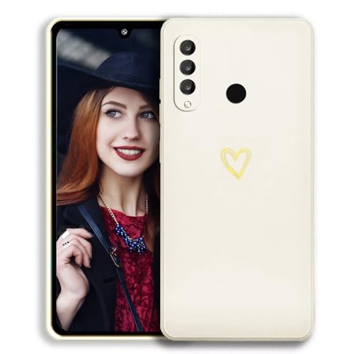 POUHYE Handyhülle für Huawei P30 Lite Hülle, Soft Silikon Case mit Herz, Kameraschutz und Bildschirmschutz, Ultra Dünn Stoßfest Anti-Rutsch Schutzhülle für Huawei P30 Lite Weiß von POUHYE