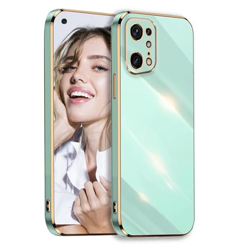 POUHYE Handyhülle für Oppo Find X5 Pro Hülle Original, Mädchen Galvanisierte Kameraschutz Weich TPU Silikon Schutzhülle Ultra Dünn Case Stoßfeste Hülle für Oppo Find X5 Pro Grün von POUHYE