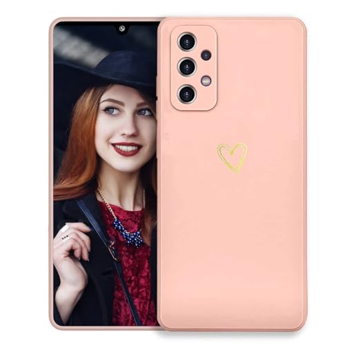 POUHYE Handyhülle für Samsung Galaxy A33 5G Hülle, Soft Silikon Case mit Herz, Kameraschutz und Bildschirmschutz, Ultra Dünn Stoßfest Anti-Rutsch Schutzhülle für Samsung Galaxy A33 5G Rosa von POUHYE