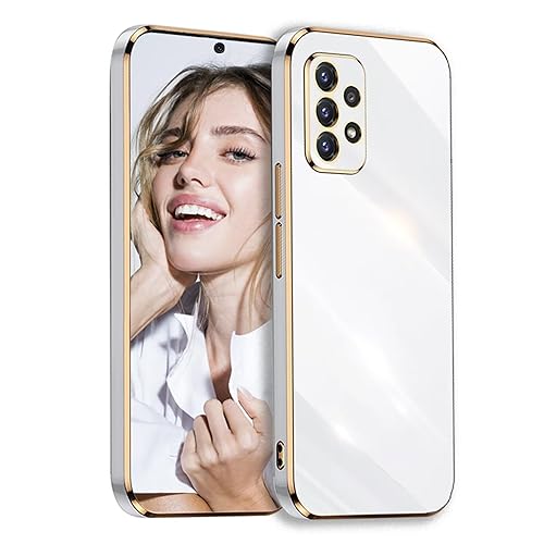 POUHYE Handyhülle für Samsung Galaxy A52 4G/5G / A52S 5G Hülle Original, Mädchen Galvanisierte Kameraschutz Weich Silikon Schutzhülle Ultra Dünn Case Stoßfeste Hülle Samsung A52 4G/5G / A52S 5G Weiß von POUHYE