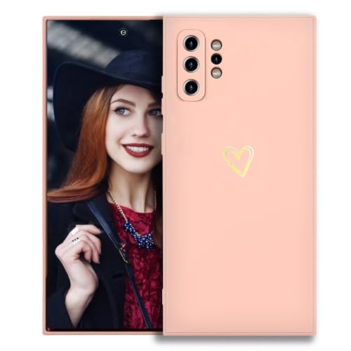 POUHYE Handyhülle für Samsung Galaxy Note 10 Plus/Note 10+ Hülle, Soft Silikon Case mit Herz, Kameraschutz und Bildschirmschutz, Ultra Dünn Stoßfest Schutzhülle für Samsung Note 10 Plus Rosa von POUHYE