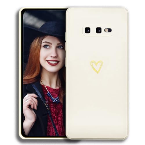 POUHYE Handyhülle für Samsung Galaxy S10e Hülle, Soft Silikon Case mit Herz, Kameraschutz und Bildschirmschutz, Ultra Dünn Stoßfest Anti-Rutsch Schutzhülle für Samsung Galaxy S10e Weiß von POUHYE