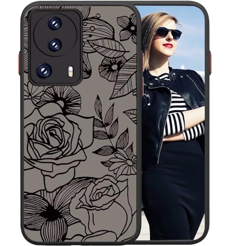 POUHYE Handyhülle für Xiaomi 13 Lite Hülle, Weiche Silikon Stoßfeste Schutzhülle Case, Matte durchsichtige Anti-Kratzer PC Rückseite Volle Kamera Schutzabdeckung 3D Rose Muster Print Design von POUHYE