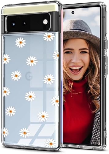 POUHYE Hülle für Google Pixel 6 Pro Handyhülle,Klare Flexible Silikon Stoßfest Cover,1.5 mm dicke Stoßdämpfung Google Pixel 6 Pro Schutzhülle [Nicht-Vergilbung] [Anti Slip] [Anti Scratch] Chrysantheme von POUHYE
