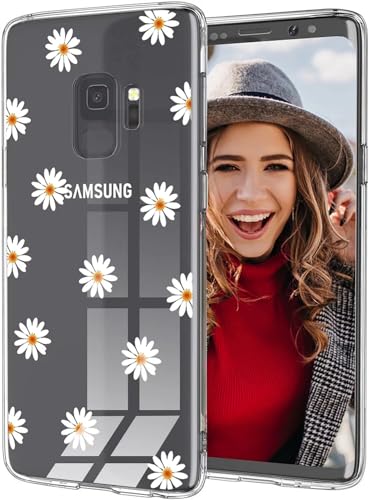 POUHYE Hülle für Samsung Galaxy S9 Handyhülle, Klare Flexible Silikon Stoßfest Cover, 1,5 mm dicke Stoßdämpfung Samsung Galaxy S9 Schutzhülle [Nicht-Vergilbung] [Anti Slip] [Anti Scratch] Chrysantheme von POUHYE