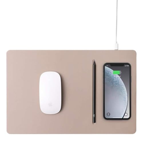 POUT HANDS3 PRO Large Qi Wireless Charging Mouse Pad Mat for iPhone, Airpod, Samsung Galaxy (Latte Cream) von POUT