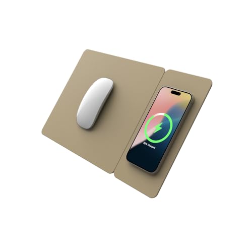 Pout HANDS3 Split Abnehmbares Mauspad, 15 W, für iPhone XS Max/XR/X/XS/8/8 Plus/SE2 2020, Samsung Galaxy S10/S9/S8 Plus Note 9/8, Airpods Pro/2 und 1 (Creme Latte) von POUT