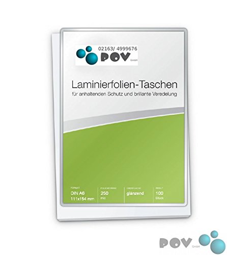 POV® Laminierfolien A6 (111 x 154 mm), 2 x 250 mic, glänzend, Verpackungseinheit: 100 Stück von POV