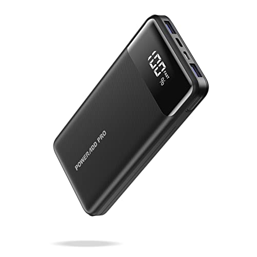 Powerbank 20000mAh USB C PD 20W mit LED Display Schnellladung Externer Akku Tragbares Ladegerät für Handy, iPhone, Tablet, Samsung Galaxy, Huawei und Mehr-Schwarz von POWERADD PRO