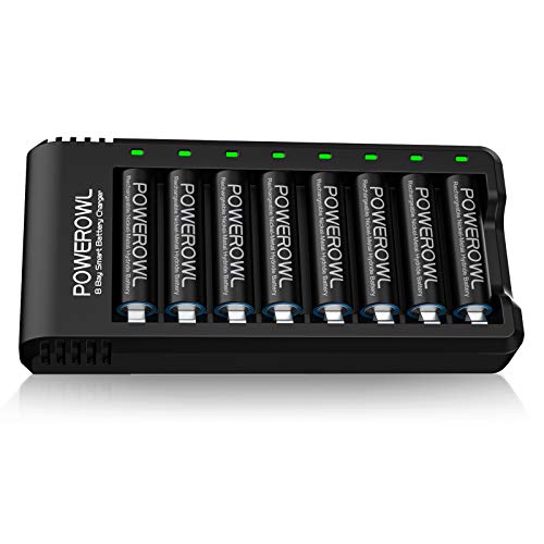POWEROWL Akku Ladegerät mit AA Akku 2800mah 8 Stück, AA Akkuladegerät 8 Steckplatz Universal Batterieladegerät für NI-MH NI-CD AA AAA Wiederaufladbare Batterien POWEROWL Akku Ladegerät mit AA Akku 2800mah 8 Stück, AA Akkuladegerät 8 Steckplatz Universal Batterieladegerät für NI-MH NI-CD AA AAA Wiederaufladbare Batterien von POWEROWL