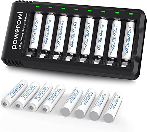 POWEROWL Akku Ladegerät mit AAA Akku 1000mah 16 Stück, AA Akkuladegerät 8 Steckplatz Universal Batterieladegerät für NI-MH NI-CD AA AAA Wiederaufladbare Batterien POWEROWL Akku Ladegerät mit AAA Akku 1000mah 16 Stück, AA Akkuladegerät 8 Steckplatz Universal Batterieladegerät für NI-MH NI-CD AA AAA Wiederaufladbare Batterien von POWEROWL