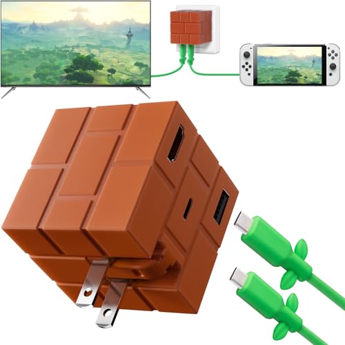 Switch TV Dock 65W Kompatibel mit Nintendo Switch 2/OLED/Steam Deck/ROG Alley/Samsung Dex/iPad, Tragbar Switch Docking Station Mini GaN Netzteil Adapter mit 4K 60Hz HDMI PD Schnellladung Typ-C Kabel von POWKONG
