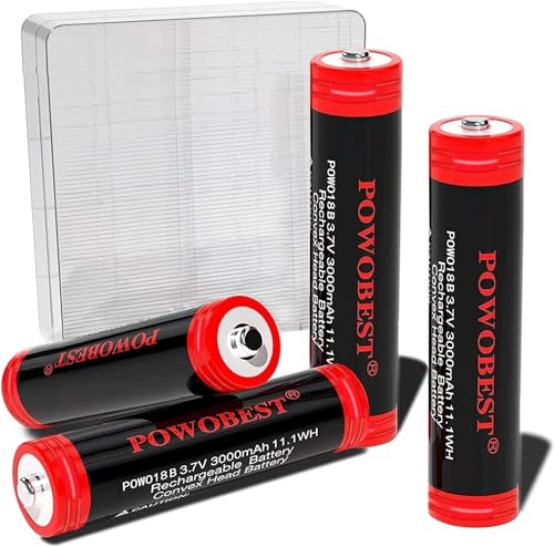 3.7V 3000mAh NiMH Wiederaufladbarer Akku,POWO18B Mit NiMH Batterieschutzbox,NO:1818-666-888B Batterie,perfekt für Taschenlampe,Kamera,kleinen Lüfter,Türklingel,Patentnummer:015037694-0002(4er-Pack) von POWOBEST