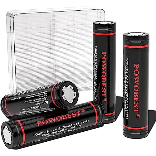3000mAh Wiederaufladbarer NiMH Akku,POWO18B 3,7V NiMH Batterie Mit Batterieschutzbox,NO:1818-666-888B Batterie,perfekt für Taschenlampe,Kamera,Türklingel,Produktpatentnummer:015037694-0001(4er-Pack) von POWOBEST