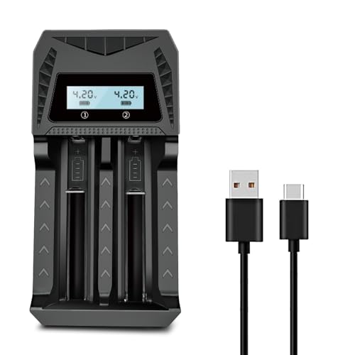 POWOBEST 18650 ladegerät kompatibel mit AA AAA NI-MH/NI-CD & 3,7 V/3,6 V 18650 26650 14500 16340 18500 21700 18500 wiederaufladbaren Batterien mit USB-C-Kabel,Schnell ladegerät,für POWO18B Batterien von POWOBEST
