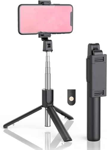POWOBEST Selfie Stick Stativ mit Fülllicht,125 cm extra langes Handy Stativ,einziehbarer tragbarer Selfie Stick mit Abnehmbarer Fernbedienung und stabilem Stativständer,für iPhone/Samsung/Huawei von POWOBEST
