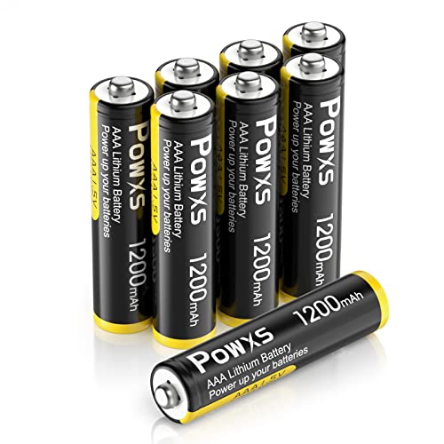 POWXS AAA Lithium Batterien 8 Stück 1,5V Lithium Eisen Micro 3A Batterien 1200mAh Super Kapazität Kompatibel mit Blink Kamera, Taschenlampe, Spielzeug, Fernbedienung [Nicht Wiederaufladbar] von POWXS
