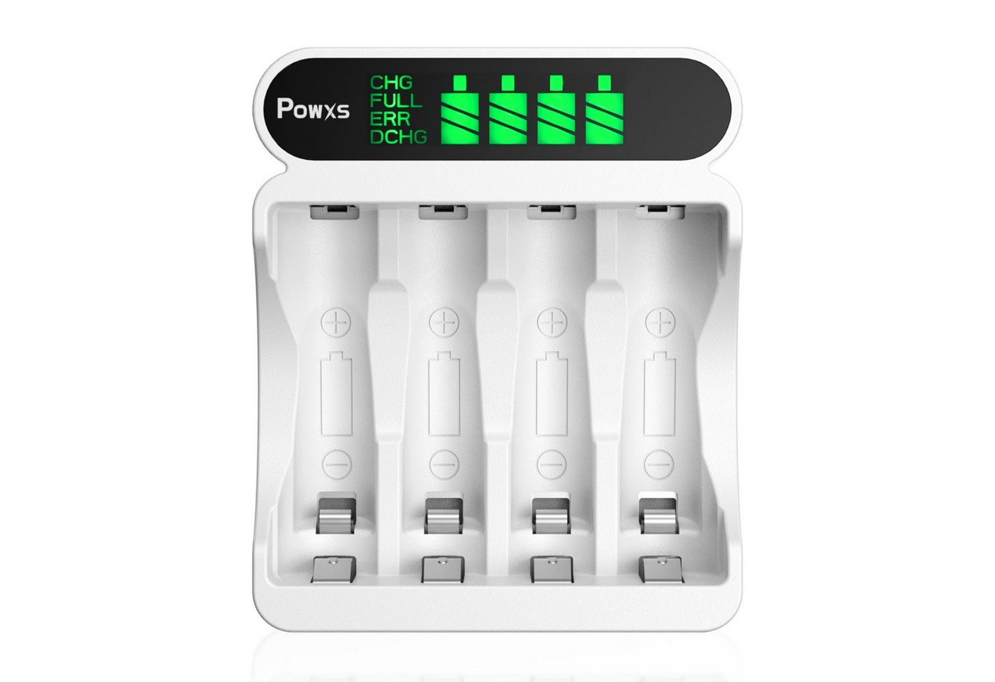 POWXS Akku Ladegerät für Ni-MH AA AAA Akkus Wiederaufladbare Batterie-Ladegerät (1-tlg., LCD Anzeige und Schnell Ladefunktion mit USB und Typ-C Eingang) von POWXS