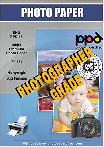 PPD 50 x A4 Inkjet Fotopapier 280g Glänzend Premium Plus Wasserfest, Sofort Trocken PPD-15-50 von PPD