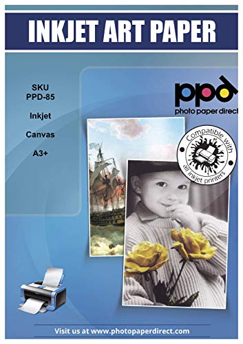 PPD A3 Plus x 10 Blatt Inkjet Canvas Bedruckbares Fotopapier 340g Matt, 100% Baumwolle PPD-85-10 PPD A3 Plus x 10 Blatt Inkjet Canvas Bedruckbares Fotopapier 340g Matt, 100% Baumwolle PPD-85-10 von PPD