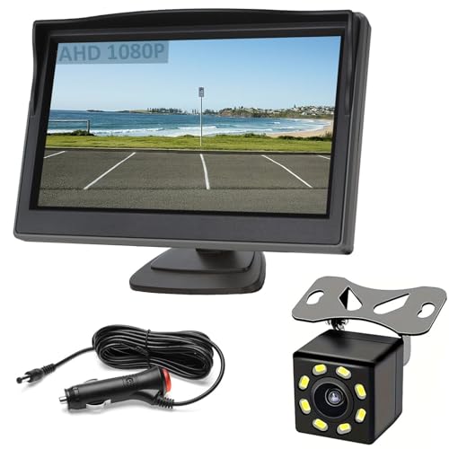 1080P AHD Auto-Rückfahrkamera-Set, IP68 wasserdicht, Nachtsicht, Rückfahrkamera, 10,9 cm HD-LCD-Rückfahrkamera, Einparkhilfe-System für Autos, Pickups und Lieferwagen von PPKIN ONE