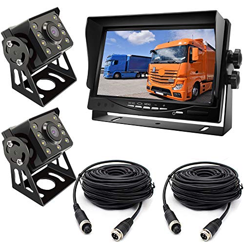 Rückfahrkamera mit Monitor, 2 x 8 LED 120 ° Weitwinkel IR Nachtsicht Wasserdicht Rückfahrkamera mit 15M Kabel + 12V-24V7''TFT LCD HD Kamera Monitor für Bus/LKW/Anhänger/Wohnmobil von PPKIN ONE