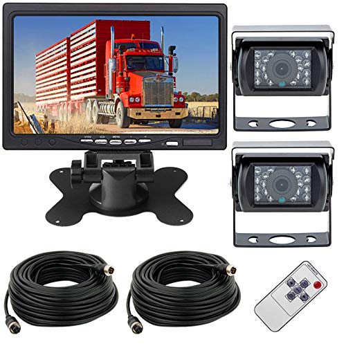 Rückfahrkamera mit Monitor，12-24V 4Pin 2 x 18LEDs Wasserdicht Nachtsicht Rückfahrkamera mit 15M Luftfahrt Kabel +7 "TFT LCD HD Farbmonitor Anzeige für große LKW/Bus/Wohnmobil/Anhänger von PPKIN ONE