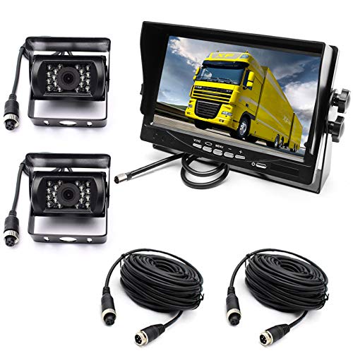 pumpkin1: Car Reverse Camera System, 4Pin 12-24V 2X Waterproof 18-LED Night Vision Reverse Camera with 15M Aerial Cable + 7 "TFT LCD Car Monitor for Large Truck Bus RVs von PPKIN ONE