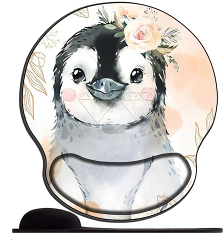 3D Home Office Mauspad mit Memory-Schaum-Handgelenkauflage mauspad mit Bild Komfort Mauspad Ergonomische Mauspad Handauflage -Niedlicher Aquarell-Pinguin von PPTRTYQT