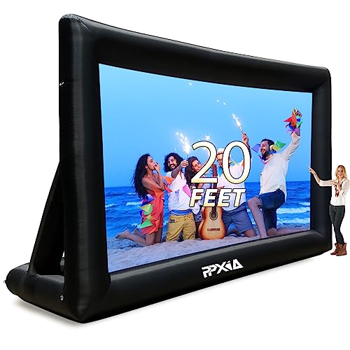 PPXIA Aufblasbare Beamer Leinwand Mega Projektion Leinwand mit Stand und Gebläse, Vorder-und Rückprojektion Indoor Outdoor Projector Screen Tragbare Blow Up Filmleinwand 16: 9 für Heimkino (20FT) von PPXIA