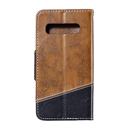 Für Samsung Galaxy S10/S10 Plus/S10e Handyhülle Hülle Schutzhülle Business Leder Weiche Silikon Nähen Full Schutz Tasche Anti-Rutsch Case Cover TPU Smartphone (S10, Schwarzes dunkelblaues Braun) von PPangUDing