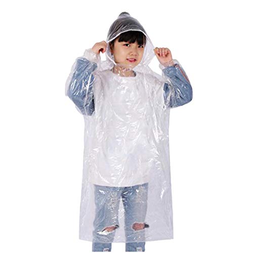 PPangUDing 1/10PCS Tragbarer mit Kapuze Transparent Regenmantel Regenponcho Regencape Regenjacke Wasserdicht Wiederverwendbar Kinder Regenbekleidung für Wandern Radfahren Camping (10pc, Weiß) von PPangUDing