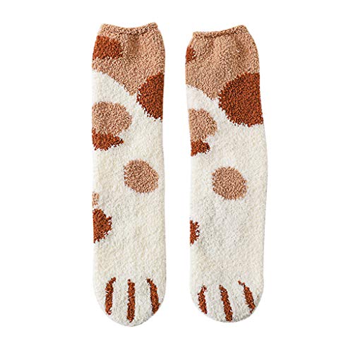 PPangUDing 1 Paar Haussocken Schlafsocken Damen Herren Kuschel Karikatur Muster Flauschige Rutschfeste Socken Herbst Winter Verdickte Warme Atmungsaktiv Sportsocken Bootssocken (Onesize, Khaki) von PPangUDing