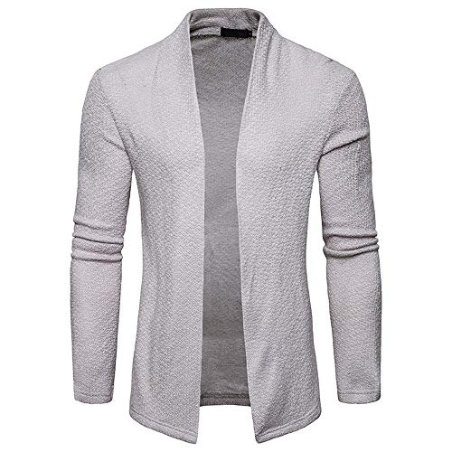 PPangUDing Cardigan Herren Feinstrick Strickjacke Herbst Winter Pullover Slim Fit Sweatshirt 100% Baumwolle Strickpullover Basic Mantel Grobstrick Weihnachtspullover Jacke (L, GRAU) von PPangUDing