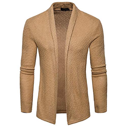 PPangUDing Cardigan Herren Feinstrick Strickjacke Herbst Winter Pullover Slim Fit Sweatshirt 100% Baumwolle Strickpullover Basic Mantel Grobstrick Weihnachtspullover Jacke (M, khaki) von PPangUDing