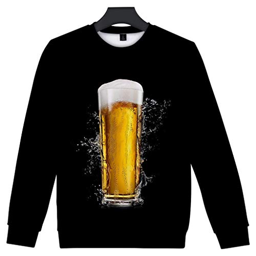 PPangUDing Oktoberfest Sweatshirt Herren 3D Rundhals Tops Bierfest Oberteile Langarm Beer Festival Pullover Kostüm Cosplay Shirt Herbst Winter Moderner Männer Pulli (S, Schwarz) von PPangUDing