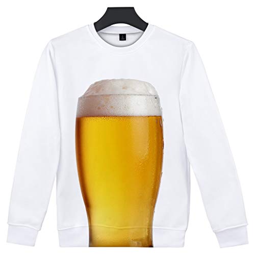 PPangUDing Sweatshirt Oktoberfest Herren 3D Oberteile Rundhals Tops Bierfest Langarm Beer Festival Pullover Kostüm Cosplay Shirt Herbst Winter Moderner Männer Pulli (M, Weiß) von PPangUDing