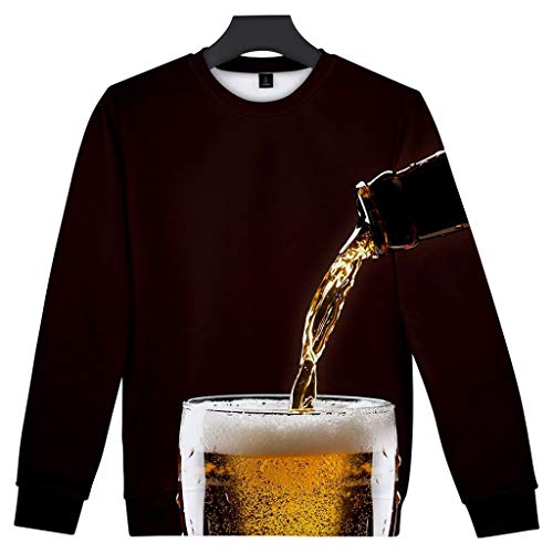 PPangUDing Sweatshirt Oktoberfest Herren 3D Rundhals Tops Bierfest Oberteile Langarm Beer Festival Pullover Kostüm Cosplay Shirt Herbst Winter Moderner Männer Pulli (XL, Schwarz) von PPangUDing