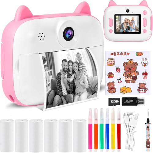 Kinderkamera Sofortbildkamera 1080P 2,4 Zoll Bildschirm Sofortbildkamera Kinder mit Druckpapier & 32GB TF Karte, Digitalkamera Kinder mit bunten Stiften Geschenk für Kinder 3-12 Jahre Kinderkamera Sofortbildkamera 1080P 2,4 Zoll Bildschirm Sofortbildkamera Kinder mit Druckpapier & 32GB TF Karte, Digitalkamera Kinder mit bunten Stiften Geschenk für Kinder 3-12 Jahre von PQETBV