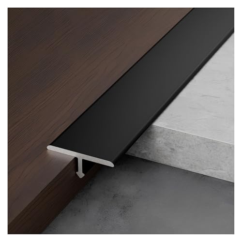Metall Bodenübergangsstreifen 3 Stück T-Profil Übergangsprofil, T Form Bodenfugenleiste Für Türschwellen/Vinyl Böden/Fliesen, Nahtverbindungsleiste Aus Aluminium(Black,W1.2*L270cm/3 * 90cm) von PQPQLI