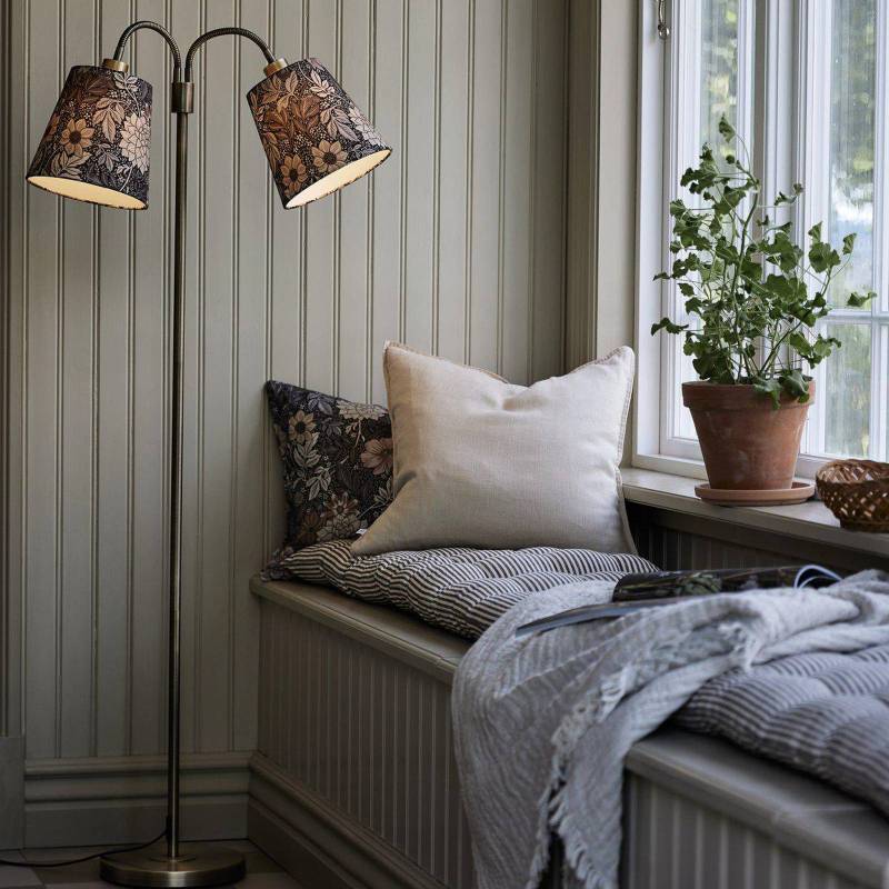 PR Home Stehlampe Amy messing Sofia Dahlie braun 150cm 2flg. von PR Home