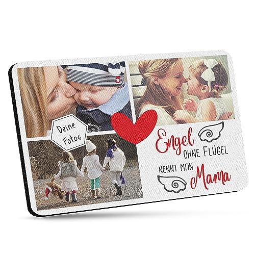 Mousepad für Mama mit Fotocollage selbst gestalten - Bedrucktes Mauspad - Mama Mein Engel - 23 x 19 cm, 5mm stark | Geschenk für Mama von PR Print Royal