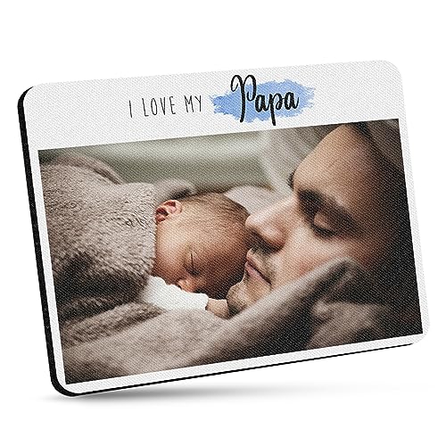 Mousepad für Papa mit Foto selbst gestalten - Bedrucktes Mauspad - I Love My Papa - 23 x 19 cm, 5mm stark | Fotogeschenk für Papa von PR Print Royal
