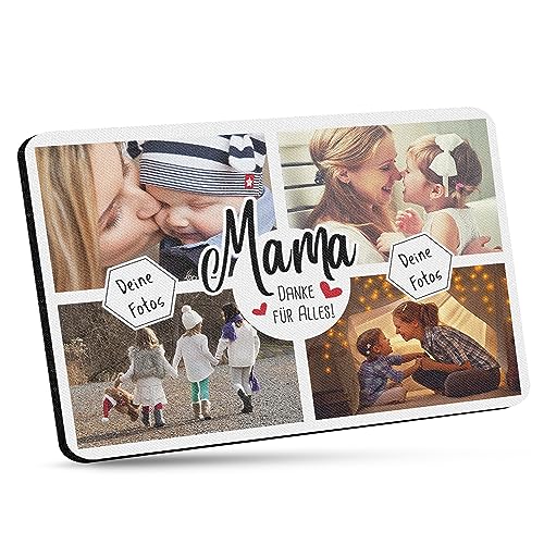 Mousepad mit Fotocollage für Mama selbst gestalten - Bedrucktes Mauspad - Danke Mama - 27 x 19 cm, 5mm stark | Fotogeschenk für Mama von PR Print Royal