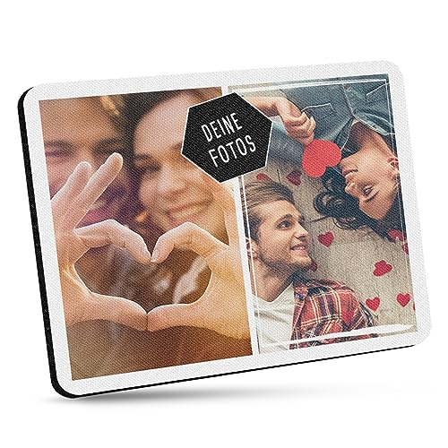 Mousepad selbst gestalten - Bedrucktes Mauspad mit Zwei Fotos Personalisieren für Freunde und Kollegen - 23 x 19 cm, 5mm stark | Personalisierbares Fotogeschenk von PR Print Royal